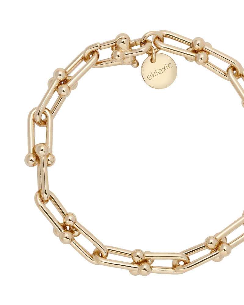 Front of a size 8" Margaux Bracelet 8" Gold in Gold by Eklexic. | dia_product_style_image_id:279462